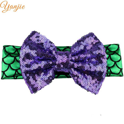 YANJIE 2024 haj masni fejpánt 5" flitter masni csillogó sellő elasztikus fejfedő haj kiegészítők gyerekeknek hajpánt