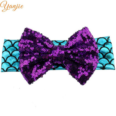 YANJIE 2024 haj masni fejpánt 5" flitter masni csillogó sellő elasztikus fejfedő haj kiegészítők gyerekeknek hajpánt