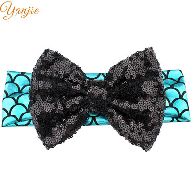 YANJIE 2024 haj masni fejpánt 5" flitter masni csillogó sellő elasztikus fejfedő haj kiegészítők gyerekeknek hajpánt