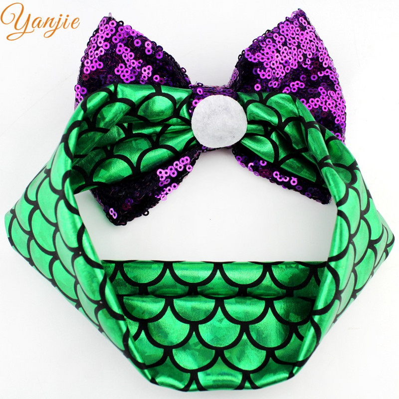 YANJIE 2024 haj masni fejpánt 5" flitter masni csillogó sellő elasztikus fejfedő haj kiegészítők gyerekeknek hajpánt