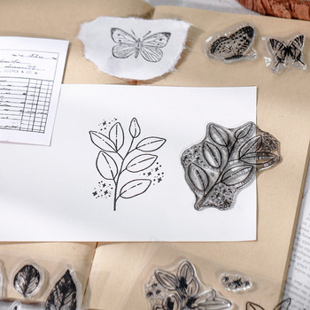 Vintage Plant Butterfly Number Silicone Vintage Clear Stamps for Card DIY Scrapbook γραμματόσημο ταχυδρομική σφραγίδα ημερολογίου κολάζ