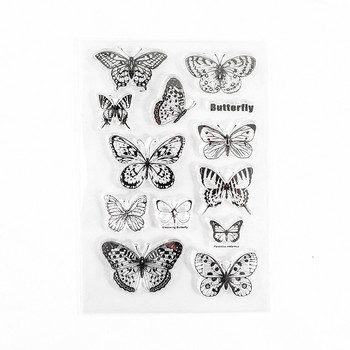 Vintage Plant Butterfly Number Silicone Vintage Clear Stamps for Card DIY Scrapbook γραμματόσημο ταχυδρομική σφραγίδα ημερολογίου κολάζ