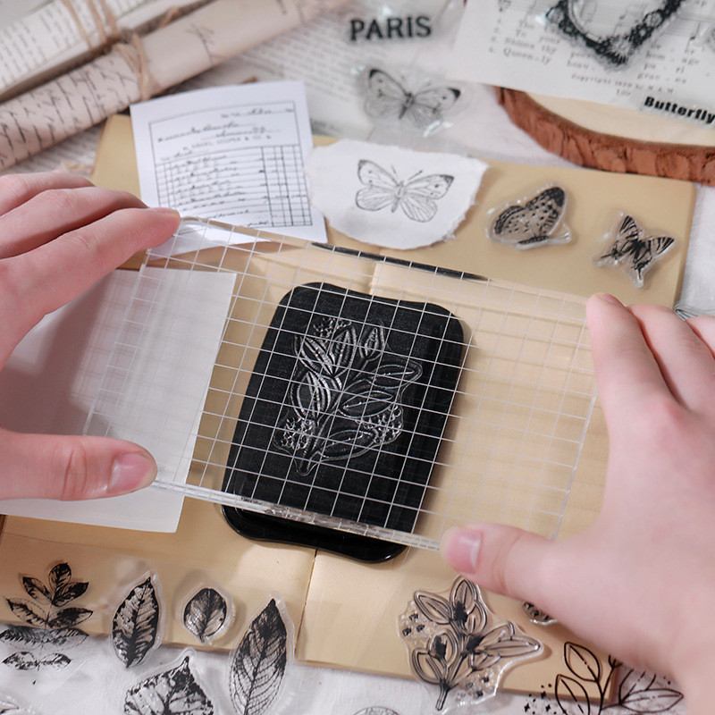 Vintage növény pillangószám szilikon vintage áttetsző bélyegek kártyákhoz barkácsfüzethez postabélyegző napló kollázs pecsét