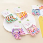 2 TK uus armas multikas Mermaid Resin Tüdrukud Lapsed Elastsed Juuksepaelad Printsessi Juukseaksessuaarid Laste Juukselipsud Beebi peakatted