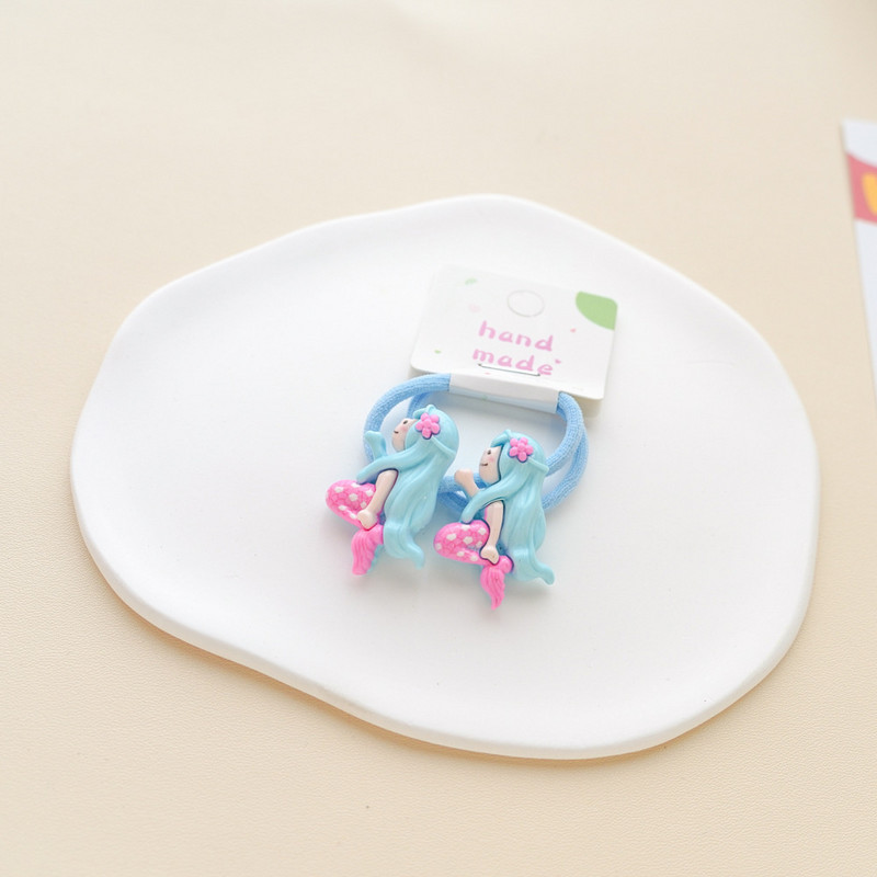 2 KOM Nove lijepe crtane sirene od smole za djevojčice, dječje elastične trake za kosu, dodaci za kosu za princeze, dječje gumice za kosu, dječja pokrivala