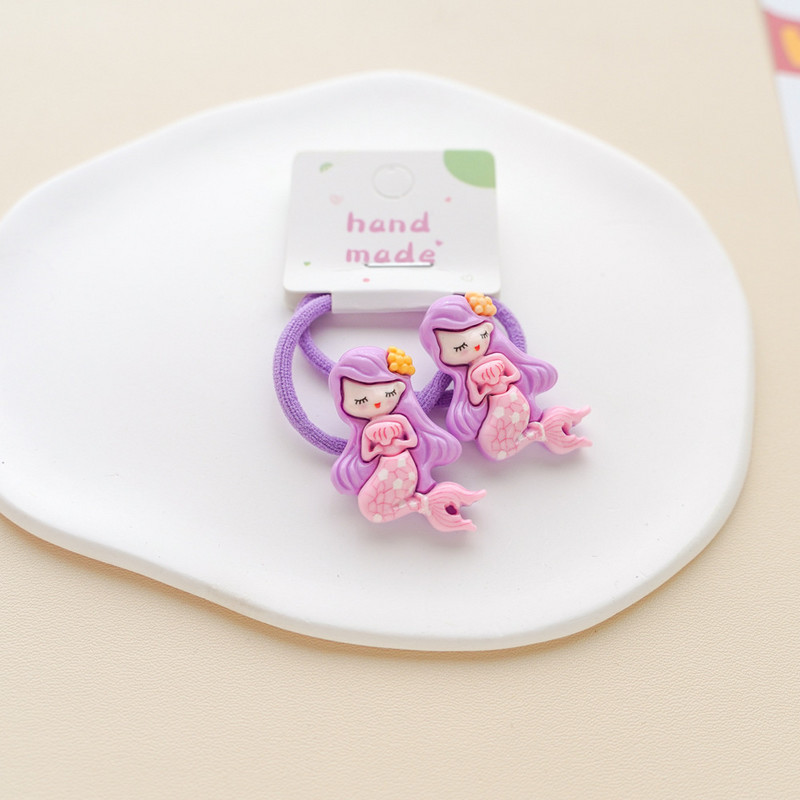 2 KOM Nove lijepe crtane sirene od smole za djevojčice, dječje elastične trake za kosu, dodaci za kosu za princeze, dječje gumice za kosu, dječja pokrivala