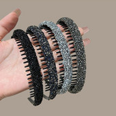 Obruč za kosu od vještačkih dijamanata Modna ženska pokrivala za glavu Neklizajuća sa zubima Traka za kosu Sjajna traka za glavu Dodaci za kosu