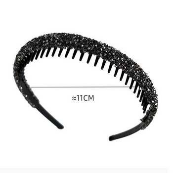 Rhinestone Hair Hoop Fashion Γυναικεία Καπέλα Αντιολισθητικά με Δόντια Hairband Λαμπερά αξεσουάρ μαλλιών