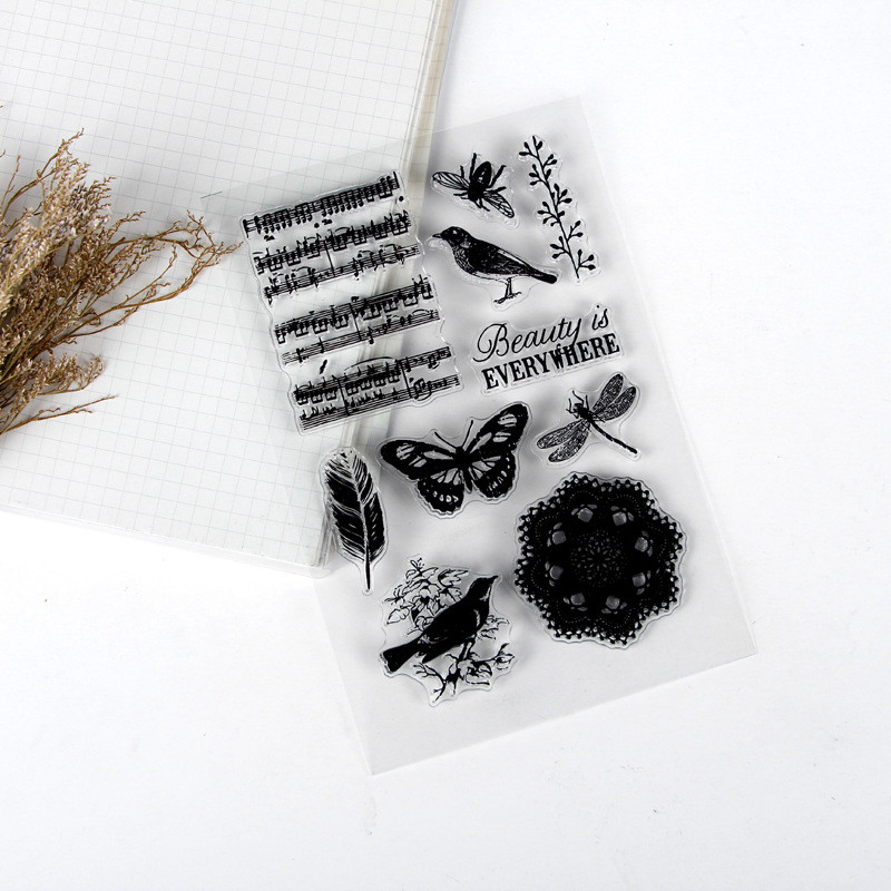 Japán átlátszó szilikon pecsét retro ikon DIY fotóalbum kártya kézi számla bélyegek bélyegek scrapbooking dekorátornak