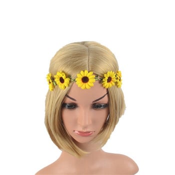 Προσομοίωση Sunflower Braid Hair Band Headwear Παιδικά Αξεσουάρ Μαλλιών Νύφη Στεφάνι Παραλία Γιρλάντα Γάμος Λουλούδι Κεφαλόδεσμος