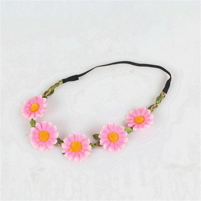 Szimuláció Napraforgó fonat Hajpánt Fejfedők Gyerek Haj Kiegészítők Menyasszonyi Koszorú Strandfüzér Esküvői Virágos fejpánt