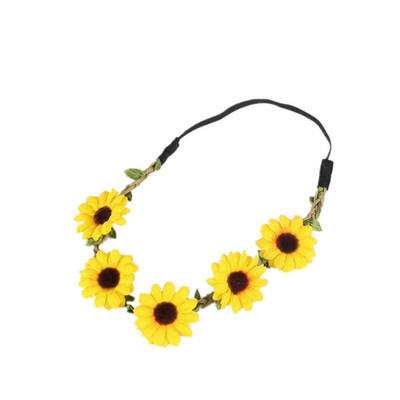 Szimuláció Napraforgó fonat Hajpánt Fejfedők Gyerek Haj Kiegészítők Menyasszonyi Koszorú Strandfüzér Esküvői Virágos fejpánt