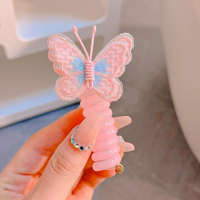 Színes göndör telefondrót hajnyakkendő gyerekeknek Aranyos rajzfilm hajgumi hajkiegészítők kisgyerekeknek Hajcsiga