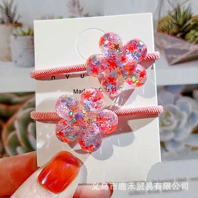 Bling Juukseaksessuaarid Tüdrukutele Laserlitrid Lillelised juukserõngad Para El Pelo Sädelevad peapaelad Elastsed juuksepaelad 머리끈