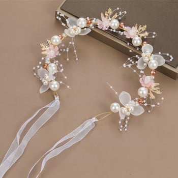 Fairy Flower Headband Παιδικά κορίτσια Όμορφη γιρλάντα στεφάνι Κορδέλες μαλλιών Γάμος Γενέθλια Floral Hair Hoop Wrist Band Headwear