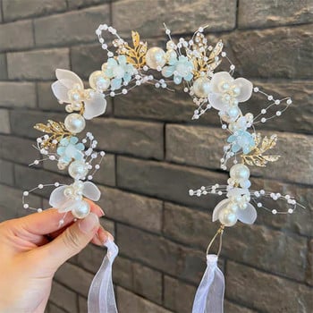 Fairy Flower Headband Παιδικά κορίτσια Όμορφη γιρλάντα στεφάνι Κορδέλες μαλλιών Γάμος Γενέθλια Floral Hair Hoop Wrist Band Headwear