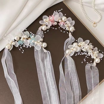 Fairy Flower Headband Παιδικά κορίτσια Όμορφη γιρλάντα στεφάνι Κορδέλες μαλλιών Γάμος Γενέθλια Floral Hair Hoop Wrist Band Headwear