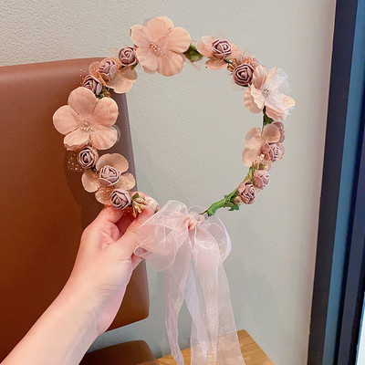 Tündér virág fejpánt gyerekek lányok gyönyörű füzér koszorús hajpántok esküvői születésnapi virágos haj karika csuklópánt fejfedők
