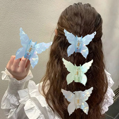 1 db Butterfly Hair Claw Sweet Fairy Geometric Hair Clip Gradiens Hajtű Karmok Fejfedők Haj kiegészítők Banán Clip Barrettes