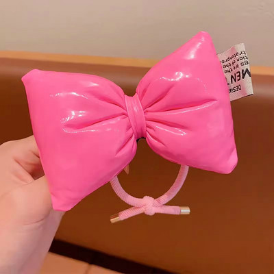 2024 Gyermekek Aranyos bőr masni hajkötelek Divat Egyszerű, egyszínű Princess Scrunchies Hajnyakkendő Lófarok Kötél Hajtartozékok