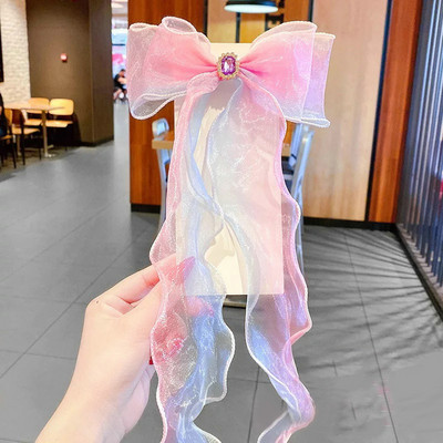 Princess hosszú csípős hajkapcsok Elegáns Gyerek Hajtűk Színes Fonal masni Gyöngy Bojtok Fejfedők Sweet Girls Hajkiegészítők