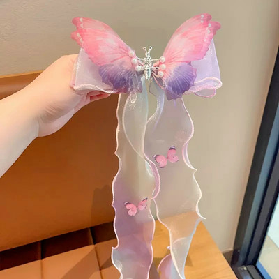 Princess hosszú csípős hajkapcsok Elegáns Gyerek Hajtűk Színes Fonal masni Gyöngy Bojtok Fejfedők Sweet Girls Hajkiegészítők