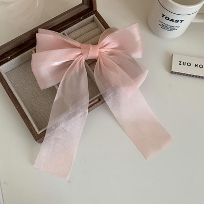 Magussinine särav satiinist Bowknot juukseklamber, suur lint Bow Barrette ühevärviline sall juuksenõel hobusesaba klamber Juuste aksessuaarid