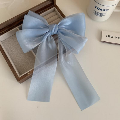 Magussinine särav satiinist Bowknot juukseklamber, suur lint Bow Barrette ühevärviline sall juuksenõel hobusesaba klamber Juuste aksessuaarid