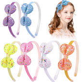 Divat csillogó csokornyakkendő fejpánt lányoknak Kpop pöttyök műanyag kendő színes masnicsomó hajpánt gyerekeknek születésnapi parti haj kiegészítők
