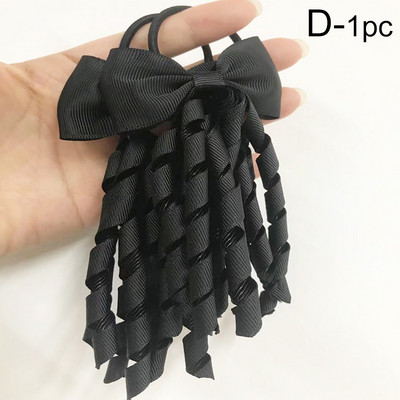 Aranyos masnik Elasztikus Gyermekek Gumiszalag Hajkiegészítők Divat lányok Bojt hajkötők Göndör Grosgrain szalag lófarok tartók