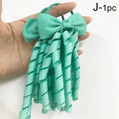 Aranyos masnik Elasztikus Gyermekek Gumiszalag Hajkiegészítők Divat lányok Bojt hajkötők Göndör Grosgrain szalag lófarok tartók