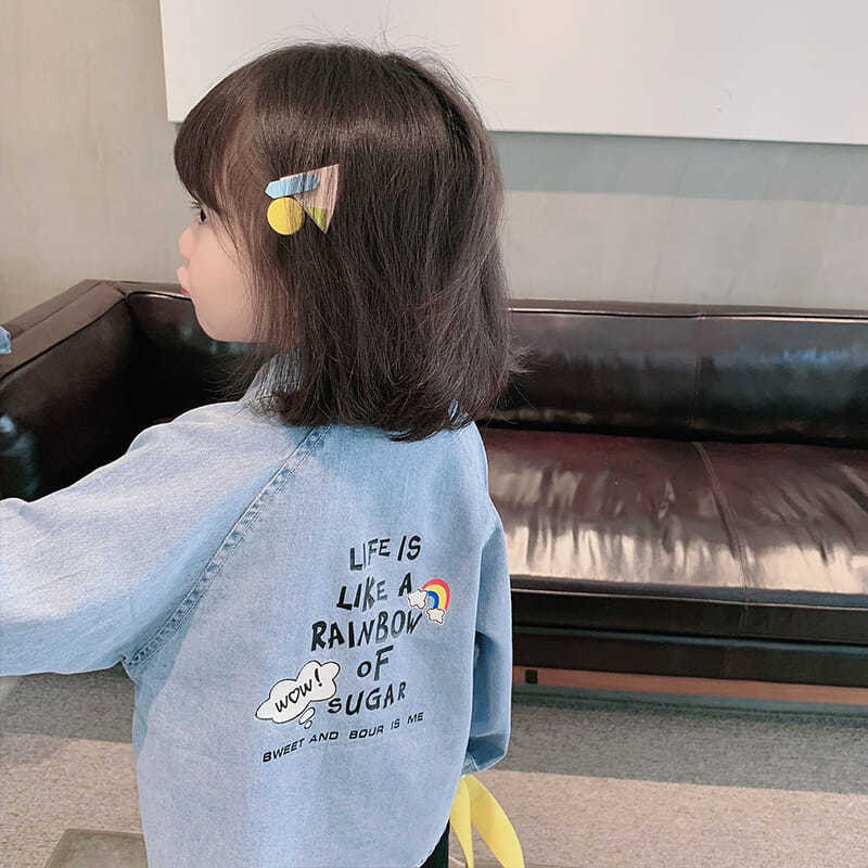 Τζιν πουκάμισο για κορίτσια με στάμπα Άνοιξη Φθινόπωρο Νέο Παιδικό Μακρυμάνικο Αγόρι γιακά Κορυφαίο Κορεάτικο Παιδικό Μόδα