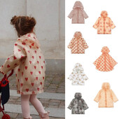 Lányok esőkabát KS vadonatúj kisgyermek fiú ruhák vízálló állat cseresznye mintás csecsemő baba dzseki divat gyerekek eső öltöny