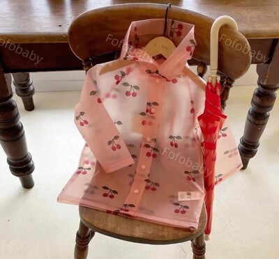 Lányok esőkabát KS vadonatúj kisgyermek fiú ruhák vízálló állat cseresznye mintás csecsemő baba dzseki divat gyerekek eső öltöny