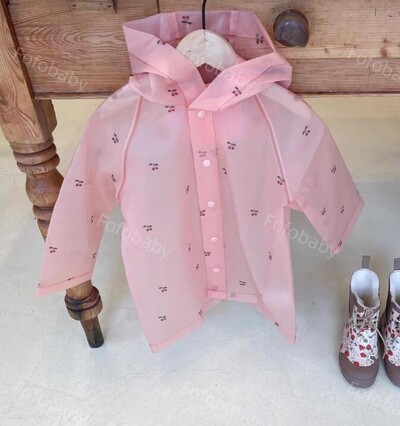 Lányok esőkabát KS vadonatúj kisgyermek fiú ruhák vízálló állat cseresznye mintás csecsemő baba dzseki divat gyerekek eső öltöny