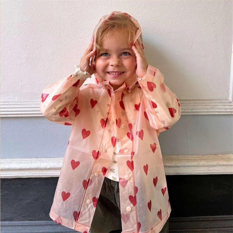 Lányok esőkabát KS vadonatúj kisgyermek fiú ruhák vízálló állat cseresznye mintás csecsemő baba dzseki divat gyerekek eső öltöny