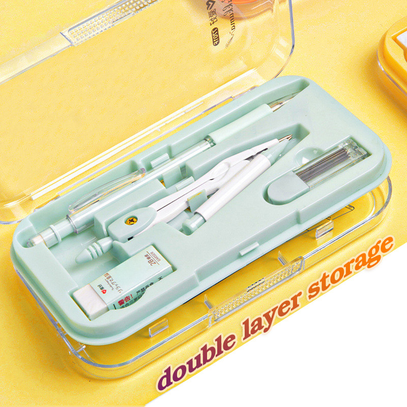 8 az 1-ben rajzoló vonalzó készlet, vonalzóval szögmérő iránytű radír utántöltő és tároló doboz, matematika diákok számára írószer kiegészítők