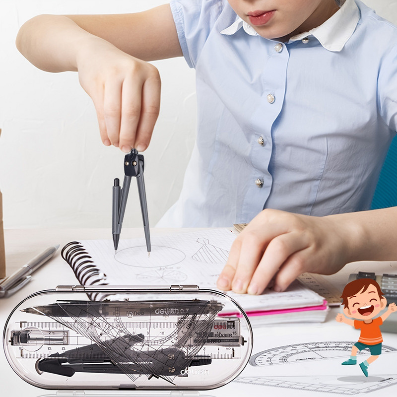 8db matematikai készlet Iránytű ólomegyenes vonalzó kombináció Diákoknak 2024 Iskolai felszerelések Aranyos matematikai rajz mérőeszköz