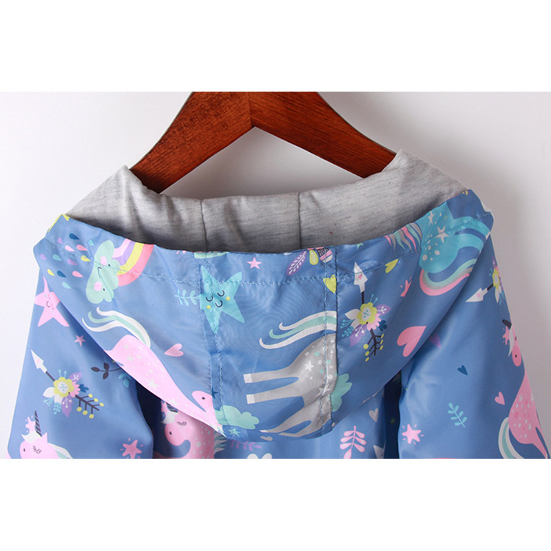 Tavaszi dzseki lányoknak Kabátok Kapucnis egyszarvú szivárvány mintás kislányoknak ruhák felsőruházat gyerekeknek széldzseki őszi lány dzsekik