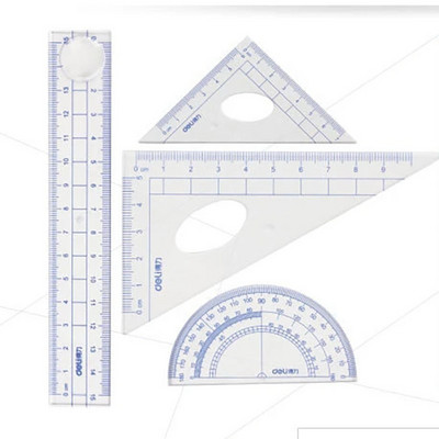 Set de 4 piese pentru elevi Set de rigle, riglă, riglă triunghiulară, raportor, unealtă pentru rechizite de birou școlare Papetarie pentru copii Matematică Matematică școlară