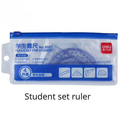 Tanulói 4 részes vonalzókészlet, vonalzó, háromszög vonalzó, szögmérő, iskolai irodaszerekhez való eszköz Gyerek irodaszerek Matematika Iskolai matematika