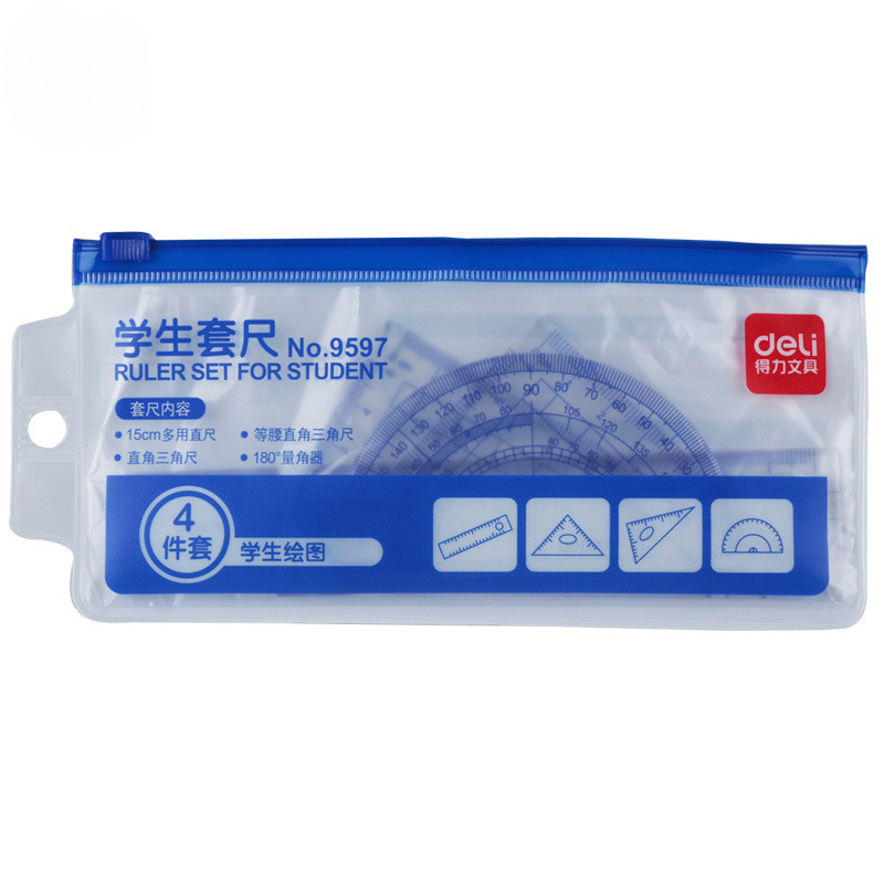 Tanulói 4 részes vonalzókészlet, vonalzó, háromszög vonalzó, szögmérő, iskolai irodaszerekhez való eszköz Gyerek irodaszerek Matematika Iskolai matematika