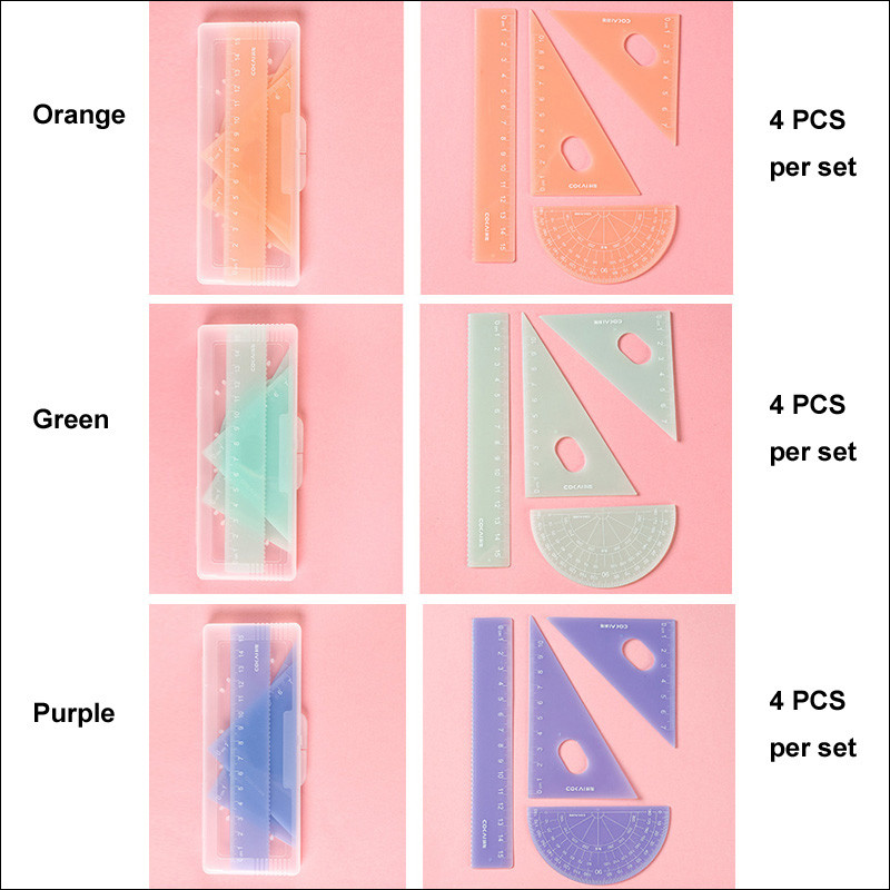 4 buc/set set de rigle plastic geometrie matematică desen busolă papetărie rigle matematice pentru elev de școală