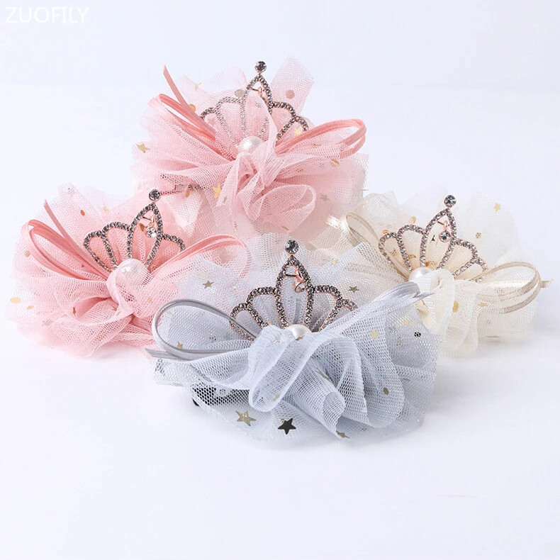 Új, kézzel készített puha hálós hajkorona lányoknak gyöngyház édes hajkapcsok Princess koreai hajtűk hajfogók Barrettes gyerek hajkiegészítők