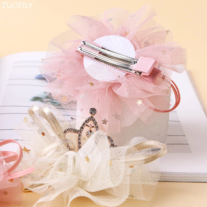 Új, kézzel készített puha hálós hajkorona lányoknak gyöngyház édes hajkapcsok Princess koreai hajtűk hajfogók Barrettes gyerek hajkiegészítők