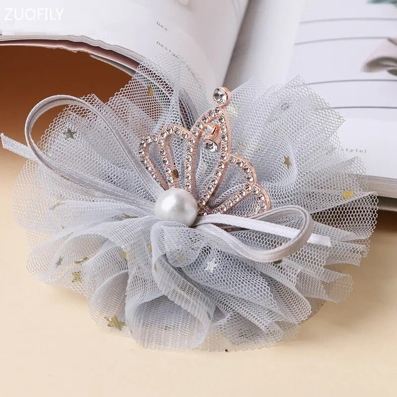 Új, kézzel készített puha hálós hajkorona lányoknak gyöngyház édes hajkapcsok Princess koreai hajtűk hajfogók Barrettes gyerek hajkiegészítők