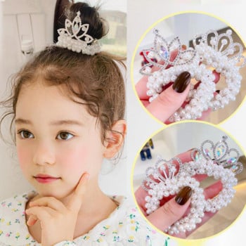 New Fashion Pearl Crown Princess Hair Ring Cute Παιδικά Ελαστικά Κορδόνια Μαλλιών Παιδικά Μαλλιά Γραβάτες Κορίτσια Αξεσουάρ μαλλιών Μωρό