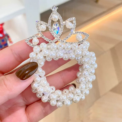 Új divat Gyöngy koronahercegnő hajgyűrű Aranyos Gyerekek Rugalmas Hajpántok Gyermek Hajkötők Lányok Hajkiegészítők Baba fejfedők