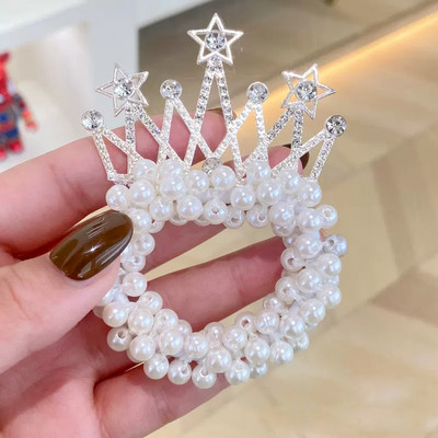 Új divat Gyöngy koronahercegnő hajgyűrű Aranyos Gyerekek Rugalmas Hajpántok Gyermek Hajkötők Lányok Hajkiegészítők Baba fejfedők
