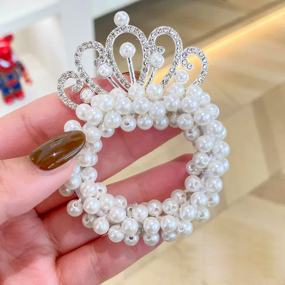 Új divat Gyöngy koronahercegnő hajgyűrű Aranyos Gyerekek Rugalmas Hajpántok Gyermek Hajkötők Lányok Hajkiegészítők Baba fejfedők